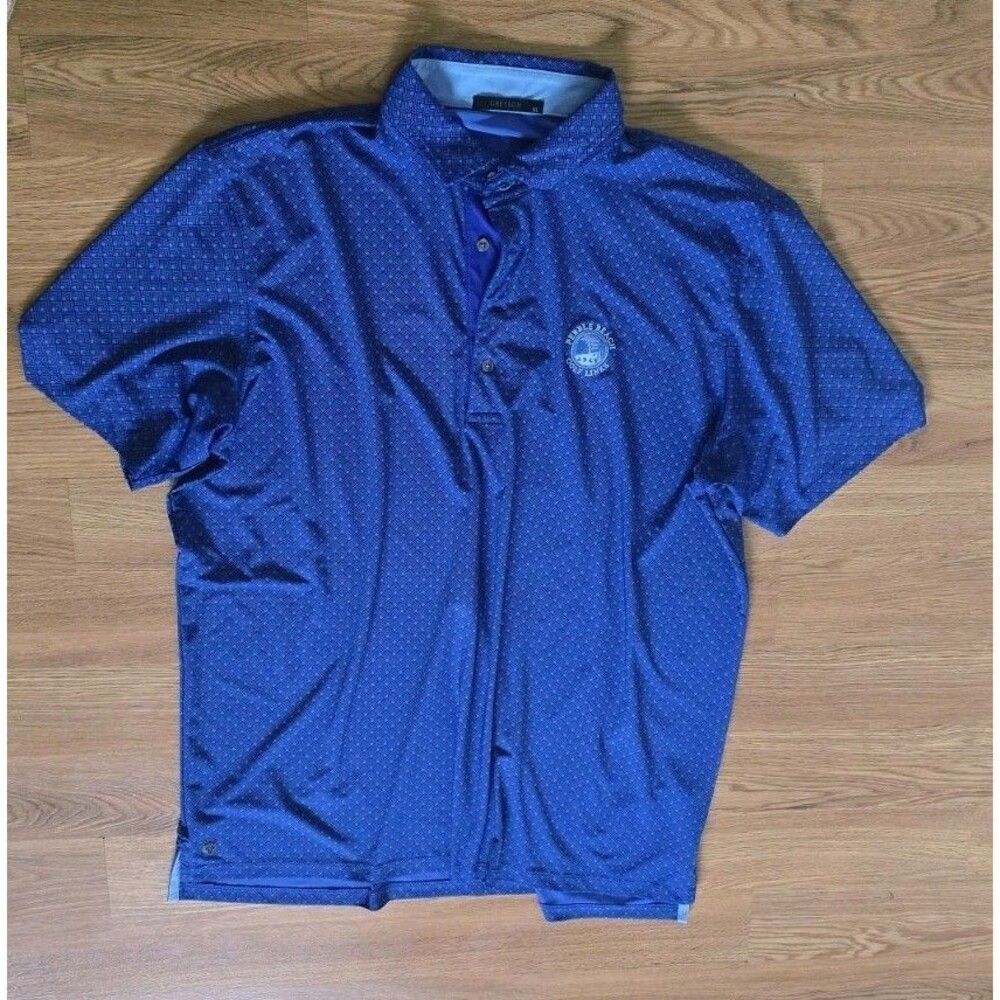 Greyson Polo Shirt XL -Pebble Beach Golf Links Geometric Performance Blue